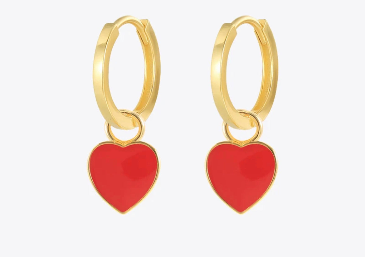 Mini red heart earrings