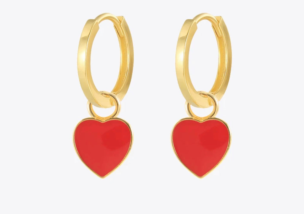 Mini red heart earrings