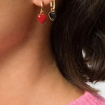 Mini red heart earrings