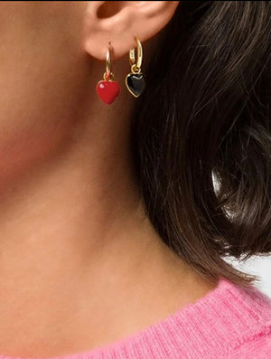 Mini red heart earrings