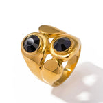 Two black stone thick ring