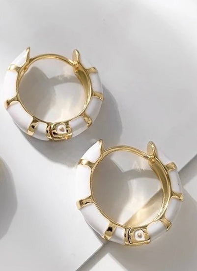 White and gold mini hoops