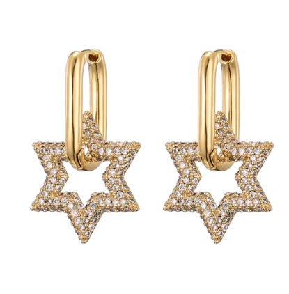 Rectangular Bling Stars Earrings