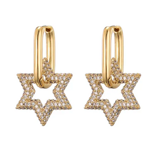 Rectangular Bling Stars Earrings