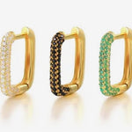 Spring rectangular zircon mini hoop