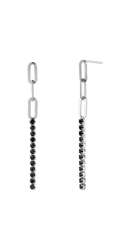 Ramona long black zircon earrings