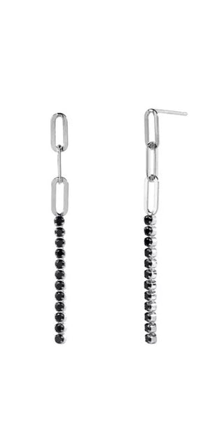 Ramona long black zircon earrings