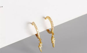 gold lightning mini hoops