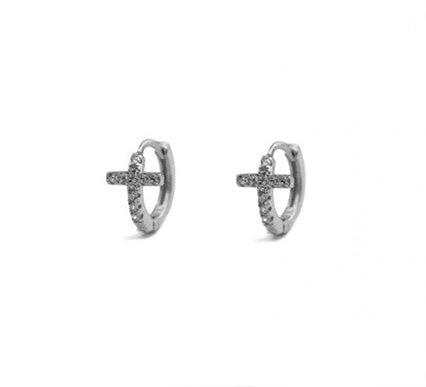 cross huggie earring