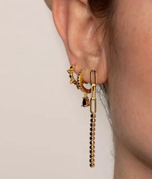 Ramona long black zircon earrings