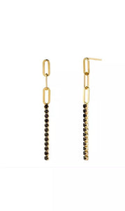 Ramona long black zircon earrings