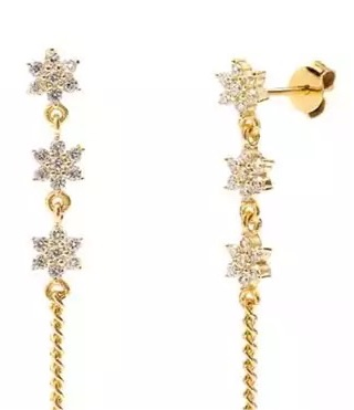 Three flower long earrings