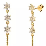 Three flower long earrings