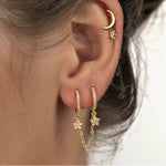 Double star hoops gold