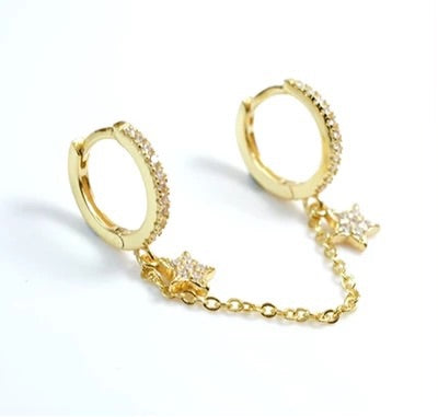 Double star hoops gold