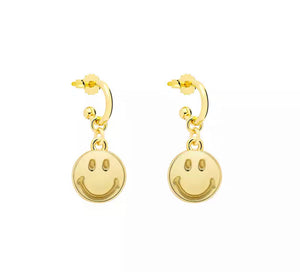 Happy face mini hoops