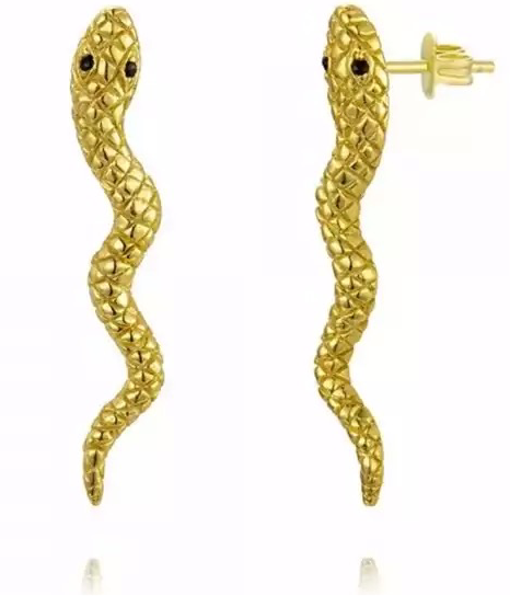 Snake long studs gold